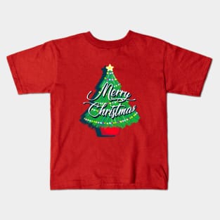 Festive Merry Christmas Tree Kids T-Shirt